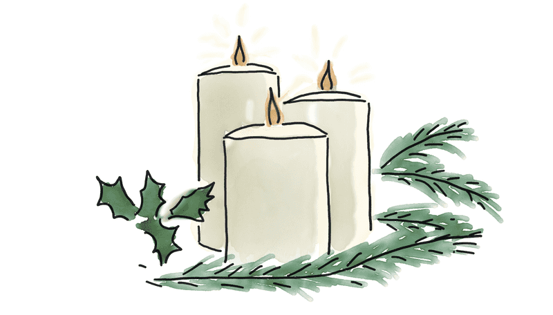 candles and greenery