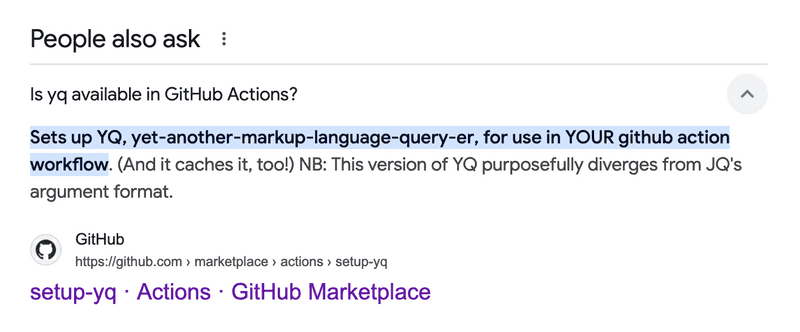 a github answer for Is yq available in GitHub Actions?