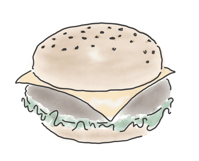 A drawing of a burger