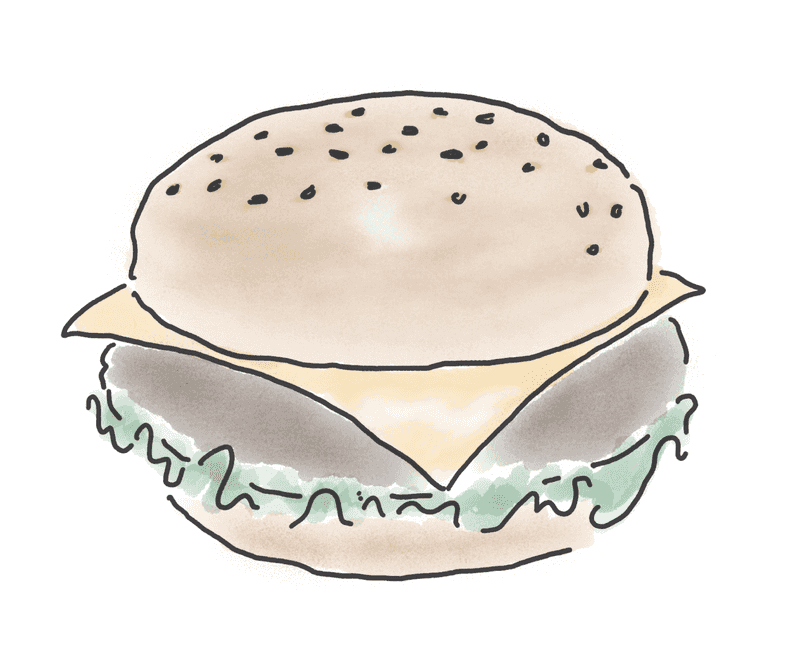 A drawing of a burger