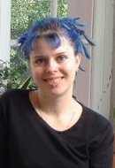 Holly with blue hair