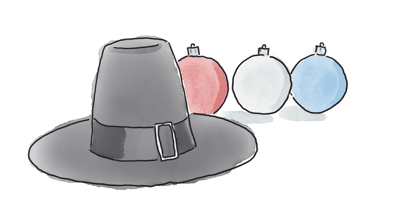 puritan hat and baubles