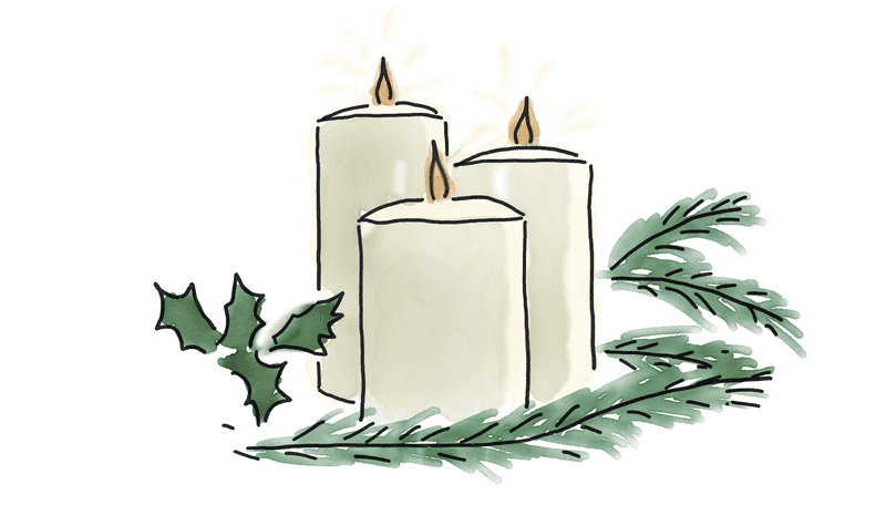 candles and greenery