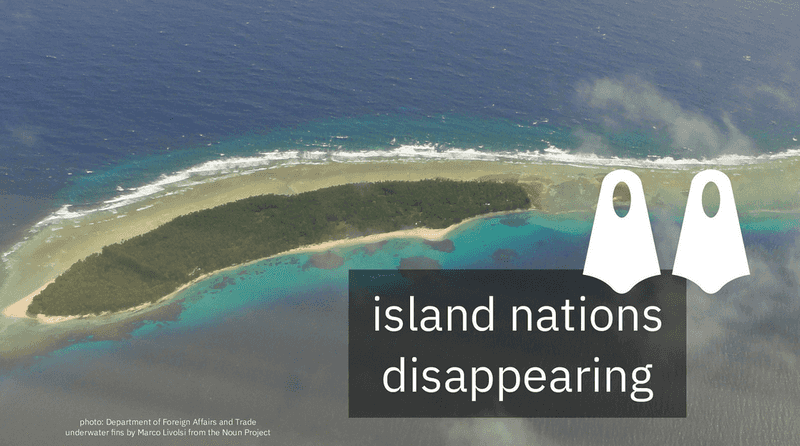 A photo of an island with a flipper icon superimposed