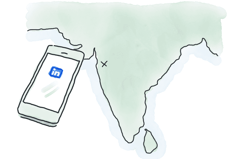 A map showing Nashik and a phone with the LinkedIn app